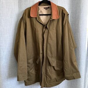 McKenzie‎ Tribe Barn Jacket Womens Large Olive Green Leather Collar Utility Coat